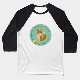 Cute fox in roses Baseball T-Shirt